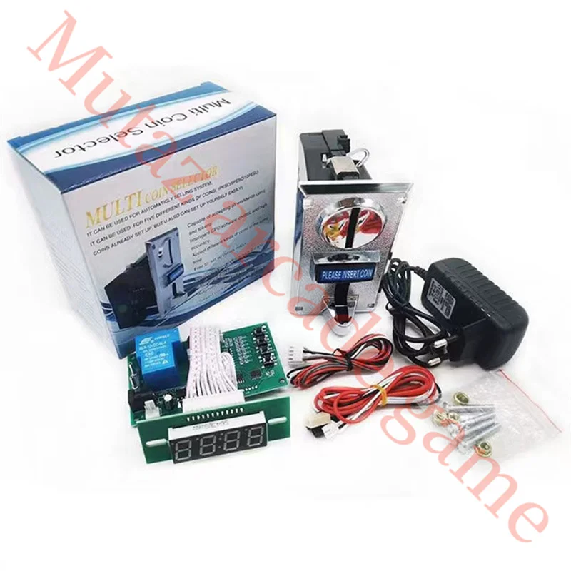 Hot sell 12V Timer PCB Board with 6Values multi coin acceptor and 12V 2A Power adapter for vending machine