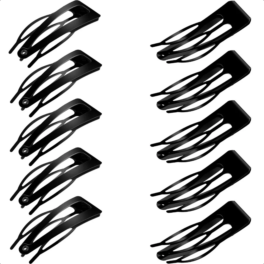 

24 Pcs Double Grip Hair Clips Metal Snap Clips Women Barrettes for Hair Making Salon plies Black 2 Inch