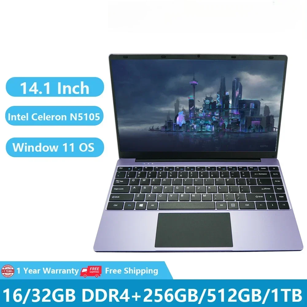 Nouveaux Ordinateurs Portables 2025 pour Étudiantes, Netbook, Ordinateur de Bureau, d'Étude et de Jeu, 14,1 Pouces, Intel N5105, 16 Go de RAM, 1 To, Cinq Couleurs