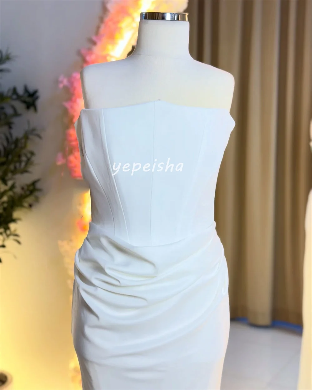 Abiti lunghi senza spalline a sirena con pieghe in jersey di alta qualità in stile moderno personalizzato Abiti da cerimonia su misura Moda elegante