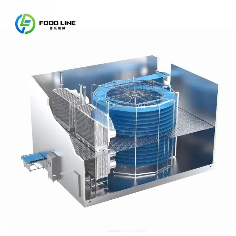 Single Spiral Quick Freezer Quick Freezing Process Stainless Steel Industrial Iqf Spiral Freezer for Sale