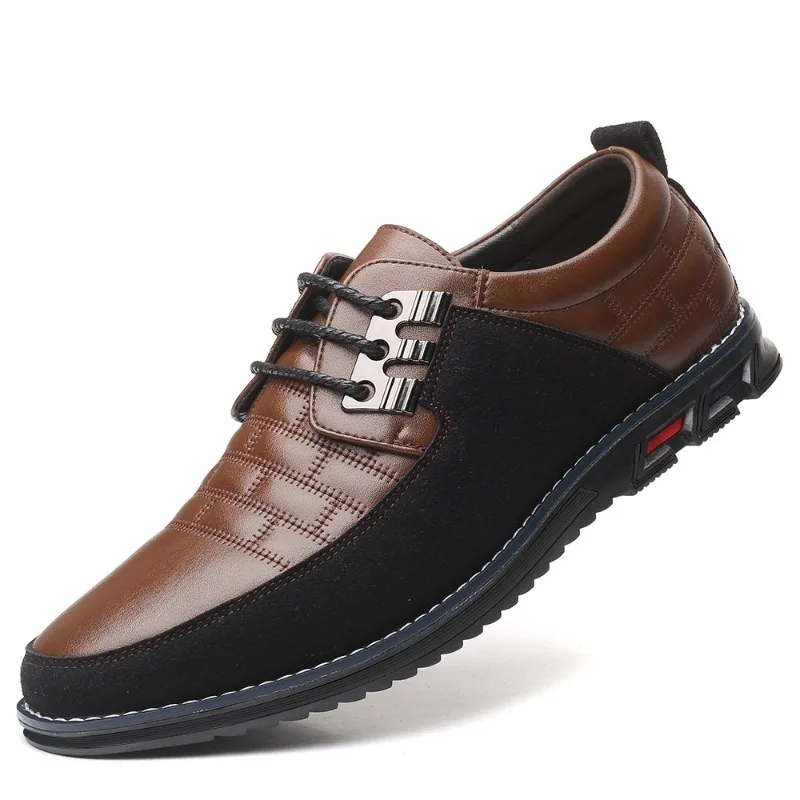 Nuevos zapatos de otoño e invierno para hombre, zapatos de cuero de negocios negros de moda de estilo coreano informal, zapatos de cuero con cordones