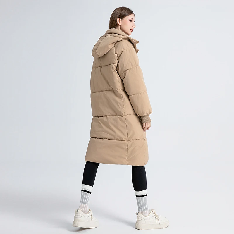 Winter Long Jacket for Women Solid Hooded Cotton Padded Super Warm Parka Bubble Coat 2024 Hot Sales