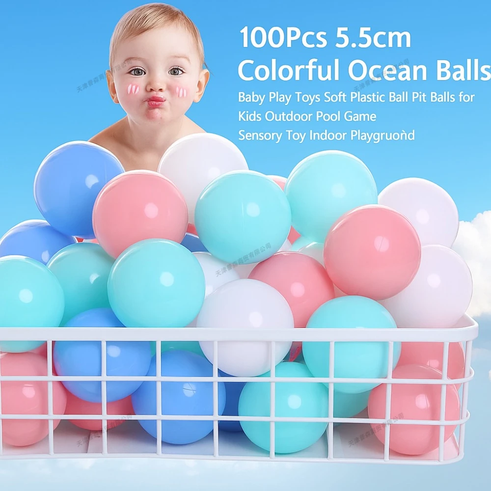100Pcs 5.5cm Colorful Ocean Balls Baby Play Toys Soft Plastic Pit Balls for Kids Outdoor Pool Game Sensory Toy Indoor Playground