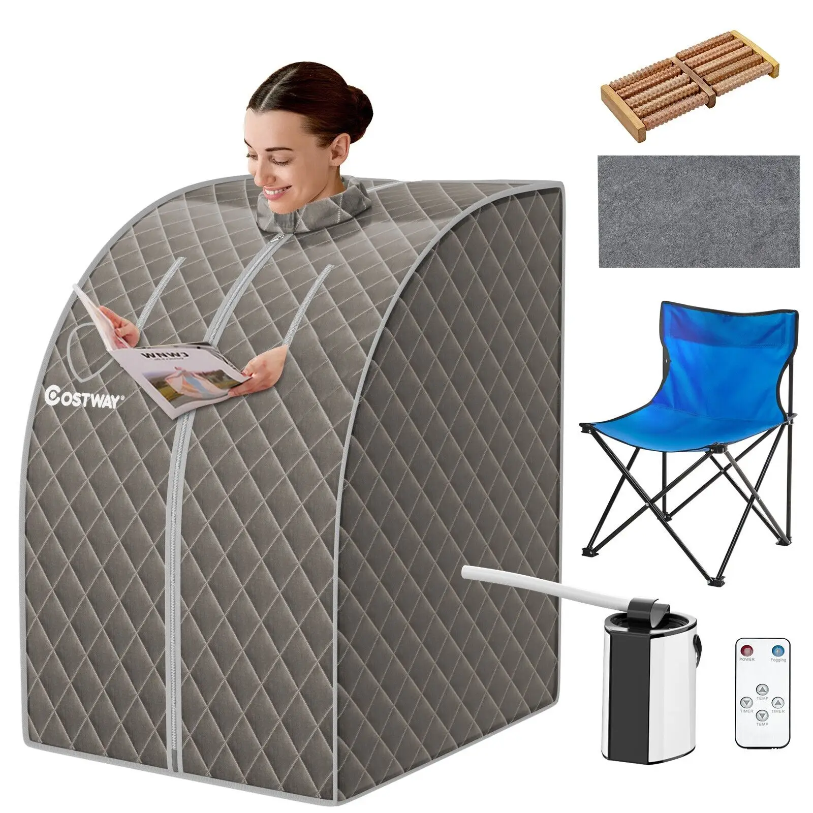 GOFLAME 3L Portable Steam Sauna Spa Room Full Body Slimming Detox Therapy Tent Indoor