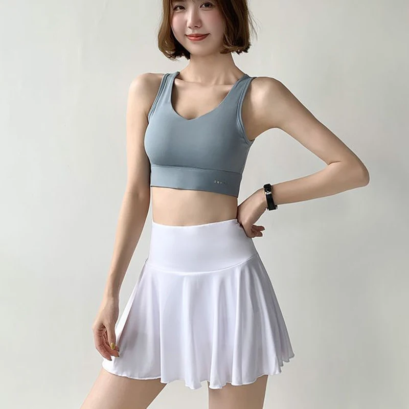 Summer Sports Large Size Invisible Open Crotch Outdoor Convenient Short Skirt Yoga Pantskirt Female Fitness Boyfriend Sex Skirt