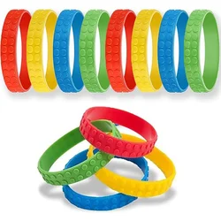 10pcs Building Block Bracelets Party Favors, Brick Silicone Bracelets, for Gift Bag Fillers, Carnival Prizes, Birthday Supplies