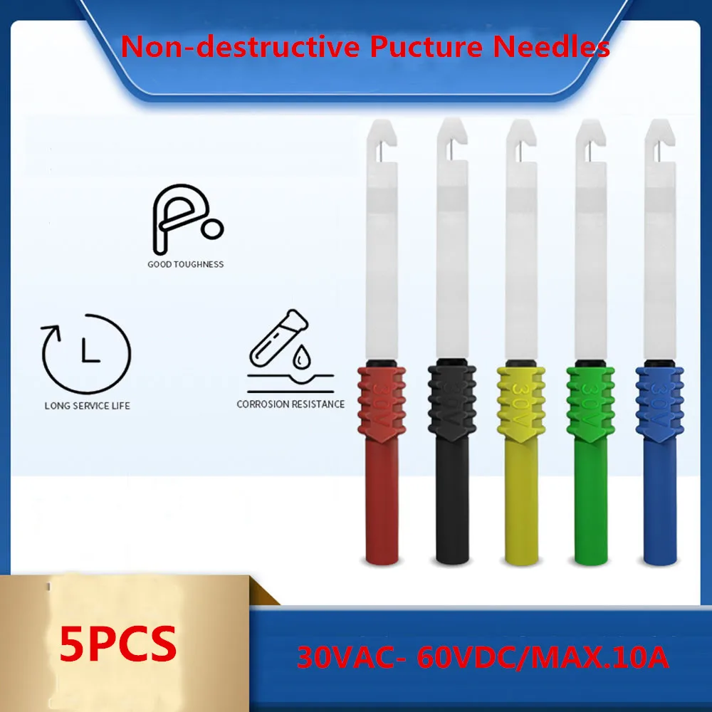 

5pcs Insulation Multimeter Probe 0.7mm Non-destructive Pucture Test Needles Preservative Multimeter Pen with 4mm Banana Socket