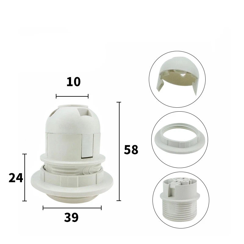 4 قطع البلاستيك مصباح مآخذ أبيض أو أسود قاعدة E27 المناسب الفينول امفولدر مع أو بدون أصحاب الظل