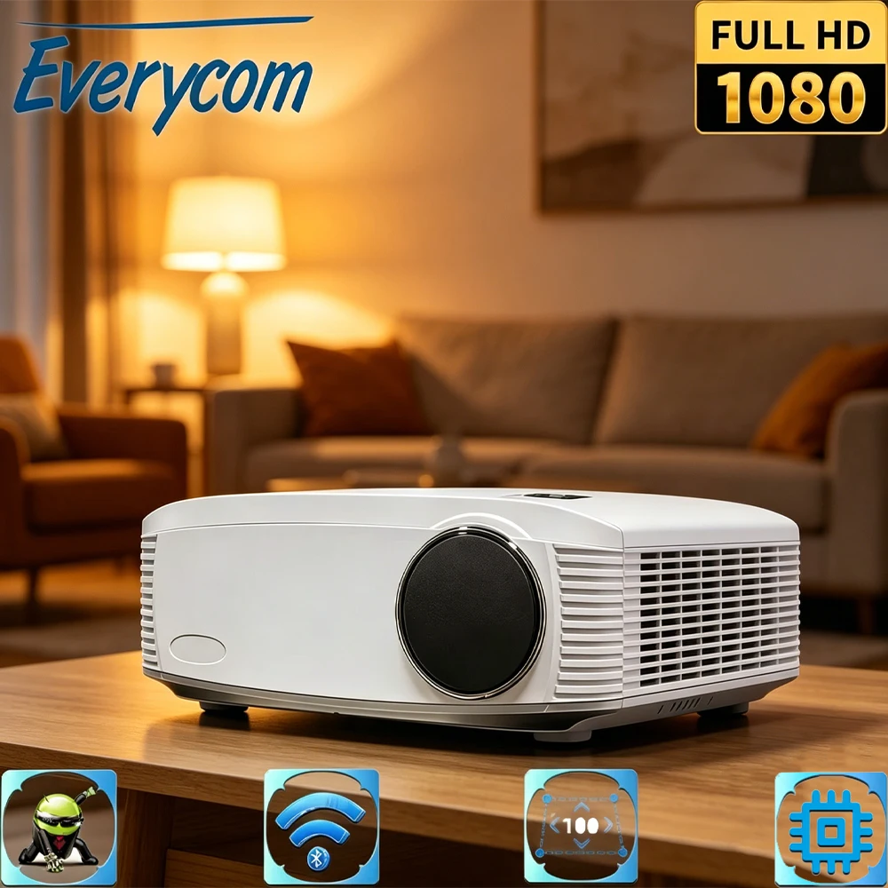 

Проектор Everycom Light Unicorn RSD013 Full HD 1080P с Wi-Fi и Bluetooth, медиаплеер для домашнего кинотеатра, умный LED-проектор