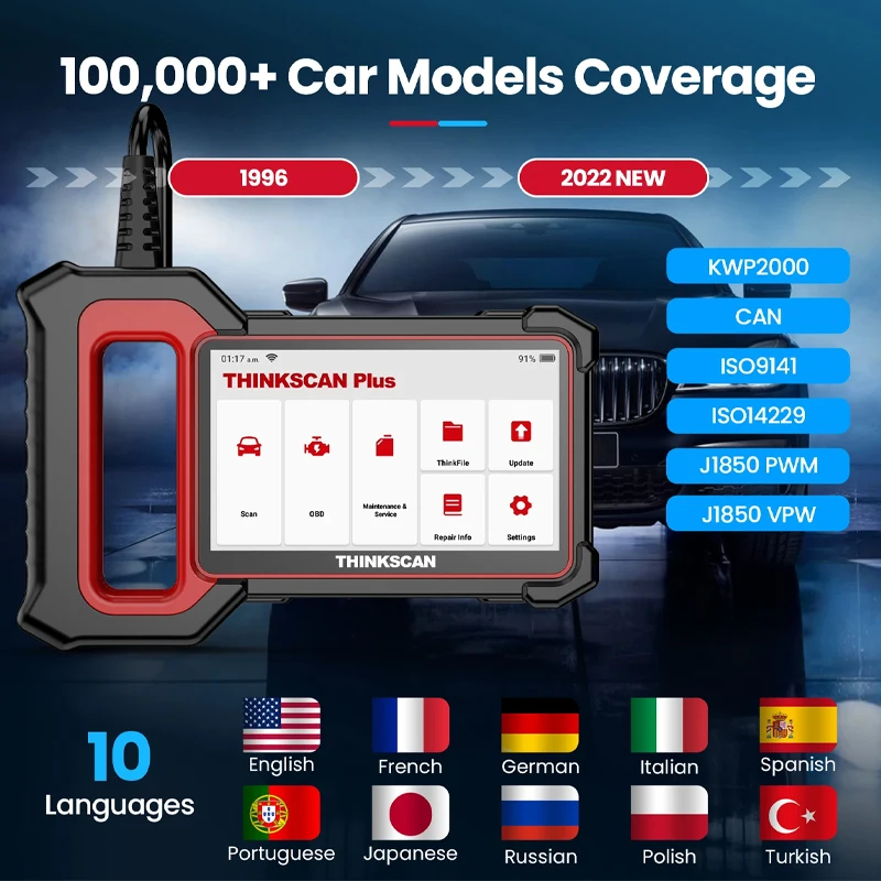 THINKCAR THINKSCAN Plus S7/S4/S6 OBD2 herramienta de diagnóstico THINKSCAN Plus S7/S4/OBD2 S6, lector de código automático, ABS, SRS, EPB, SAS,