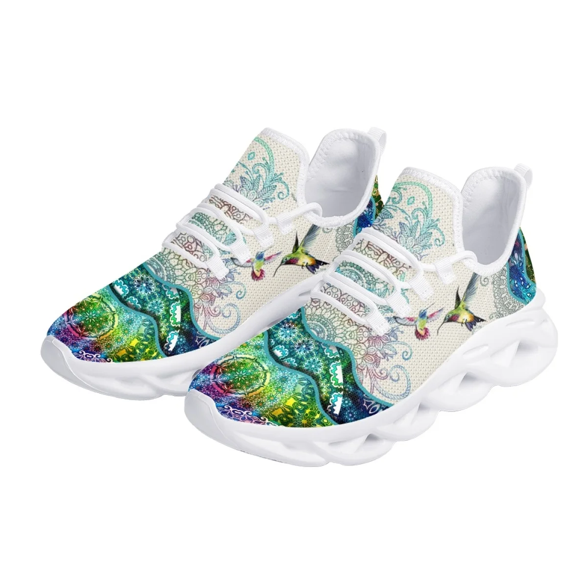 Instantarts Outdoor Mesh Schoenen Trendy Mandala Kolibrie Print Platform Sneakers Voor Dames Ademend Ronde Neus Klassiek Tennis