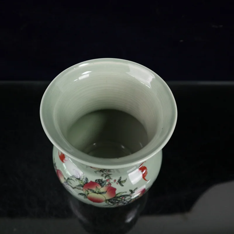 Chinese Old Porcelain  Pastel Peach Pattern Big mouth and neck Vase Collectible Antique Decorative Home