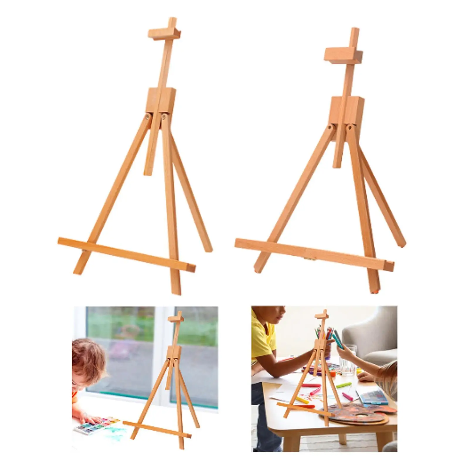 Wooden Painting Easel Floor Standing Folding Stable Poster Stand Holder Sketching Easel Desktop Easel for Beginners Adults Kids