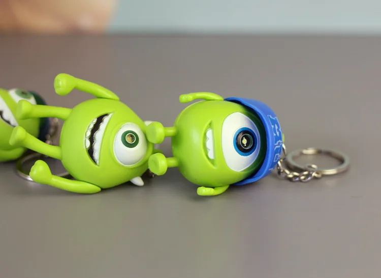 Disney Anime Figure Sulley Mike Keychain PVC Model Cartoon Luminous LED Key Ring Kids Toys Key Chain Christmas Gifts