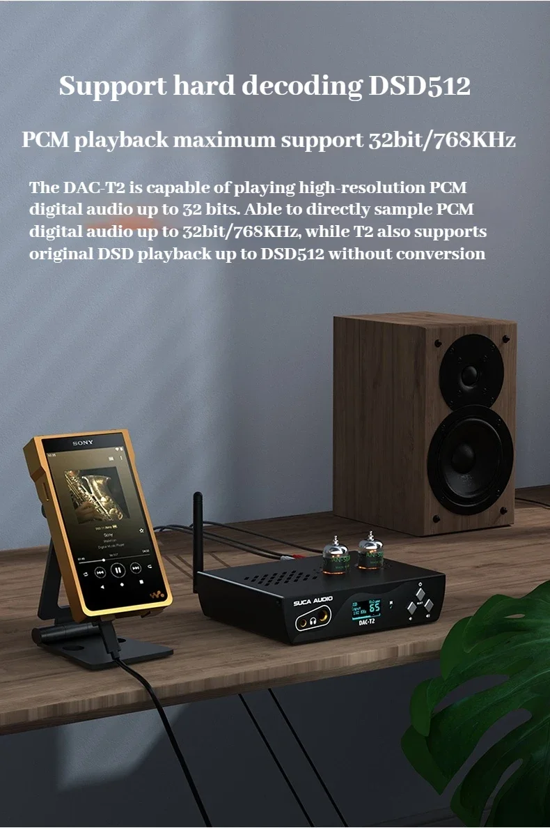 SUCA เสียง DAC-T2 DAC หลอดถอดรหัส hifi fever บลูทูธ 5.0 LDAC เสียง ES9038 หลอด Balanced หู amp preamp พร้อมรีโมทคอนโทรล