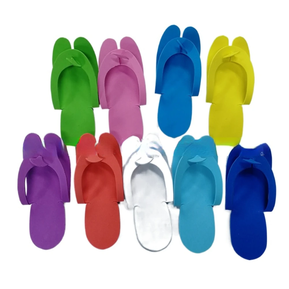 12 Pairs Random Color Disposable Foam Slippers Pedicure Slippper For Salon Spa Pedicure Foot Flip Flop Slippers