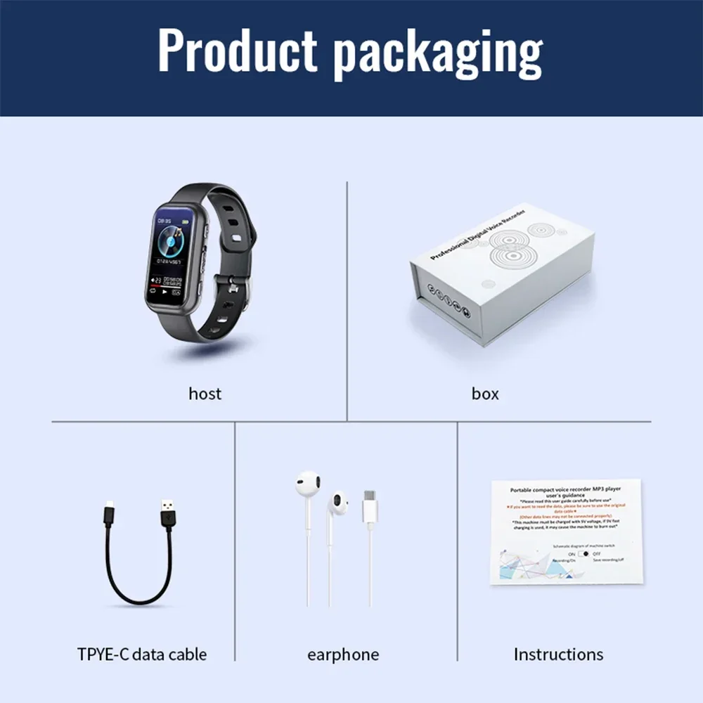 Digital Voice Recorder Wristwatch – 8GB/16GB/32GB/64GB Voice-Activated Dictaphone with Noise Reduction & MP3 Player 6