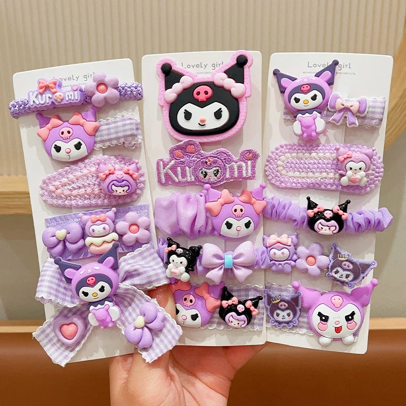 Sanrio Kuromi Haarnadel-Set, niedlicher Cartoon-Haarschmuck, Kawaii, modischer Charme, Haarseil, Mädchen und Kinder, Frauen, Urlaubsgeschenke