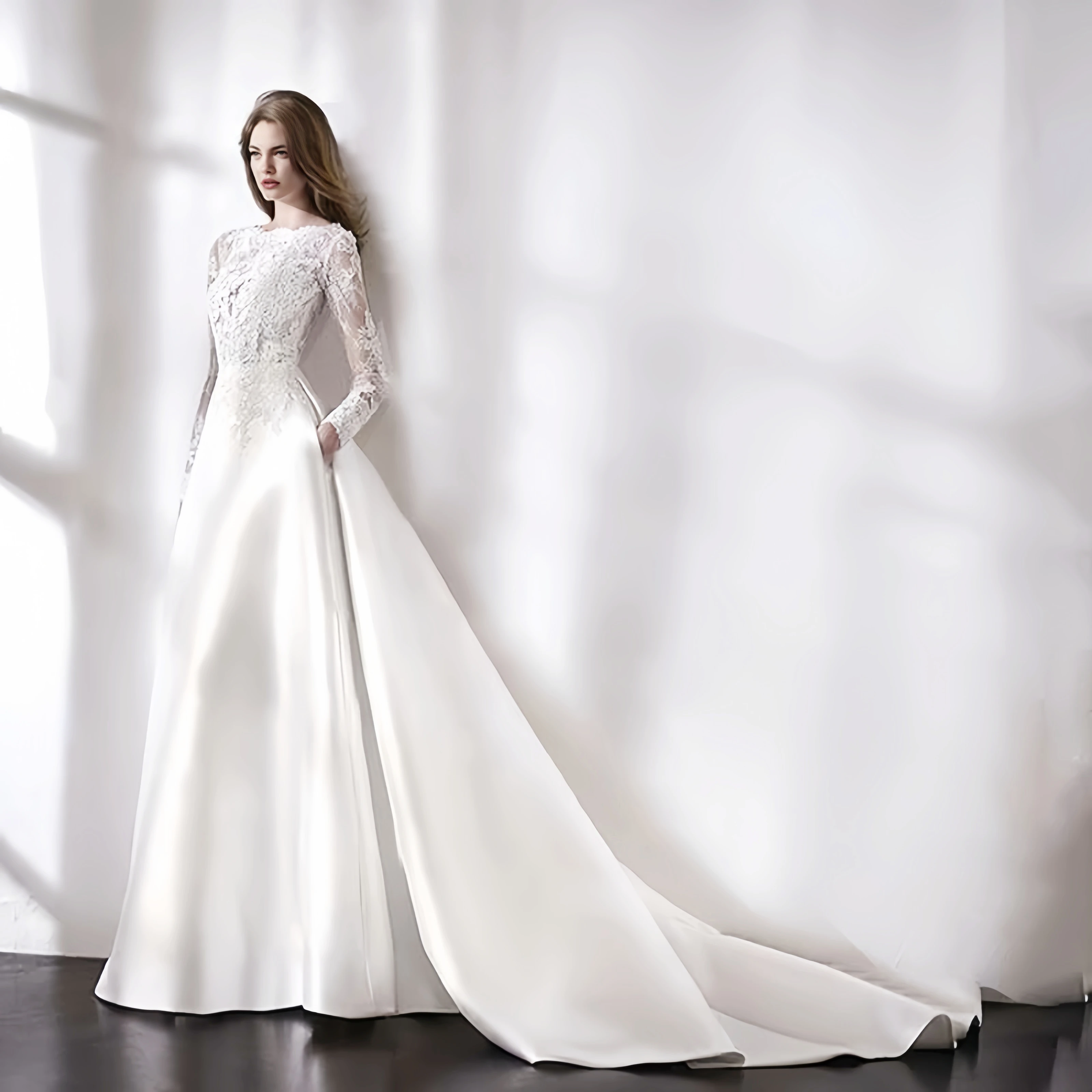 Wedding Dresses Bride Dress Elegant Full Case Court Train Vestido De Noiva A-line Princess Luxury Light Wedding dress Customized