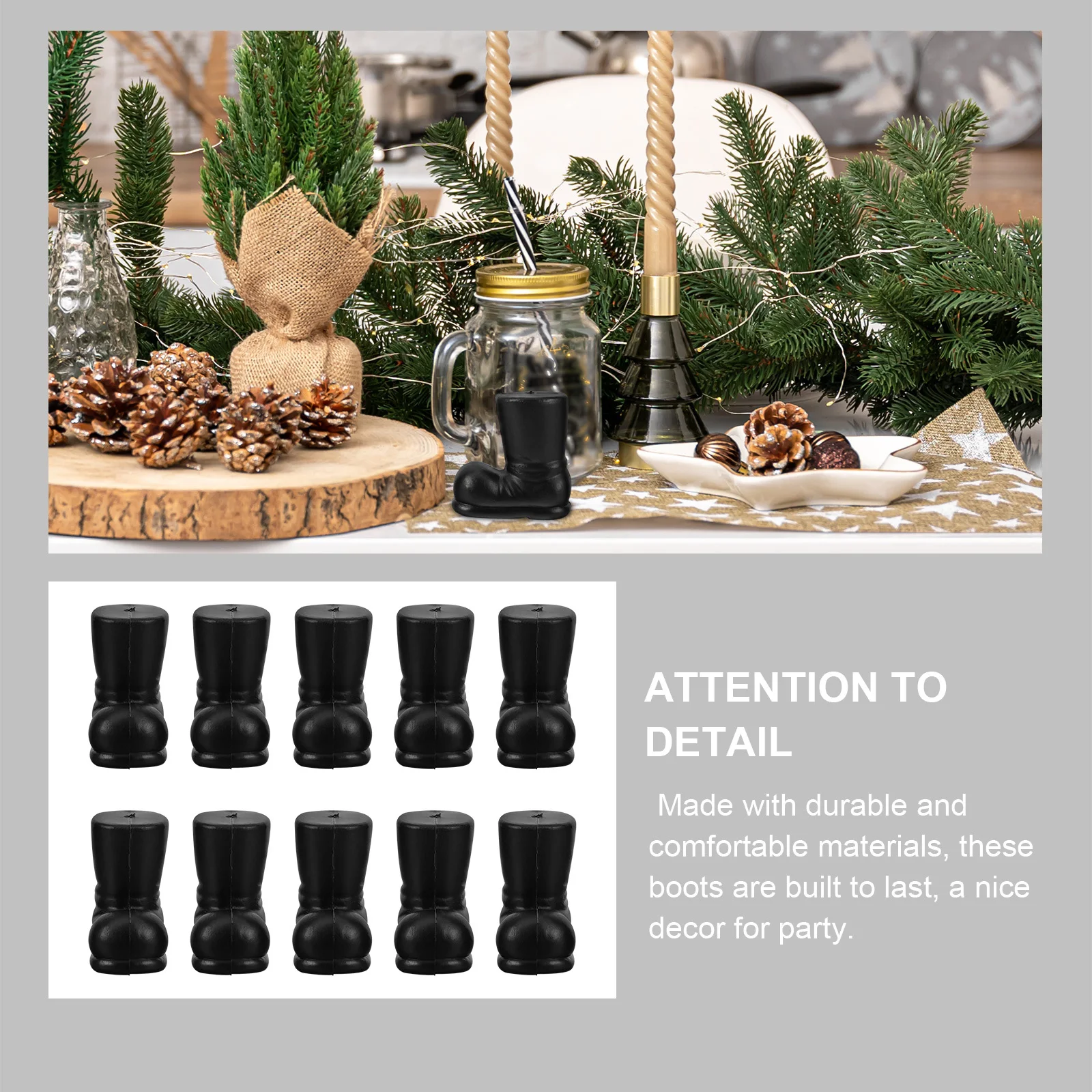 

10pcs Christmas Santa Boots For Diy Xmas Party Decor Santa Claus Boot Accessories Festive Home Decoration Crafts