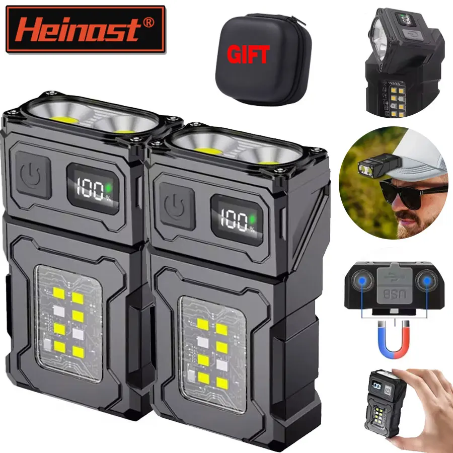 

Mini Portable LED COB Flashlight with Clip Tail Magnet Pocket Super Bright Outdoor Camping Lantern Side COB Emergency light