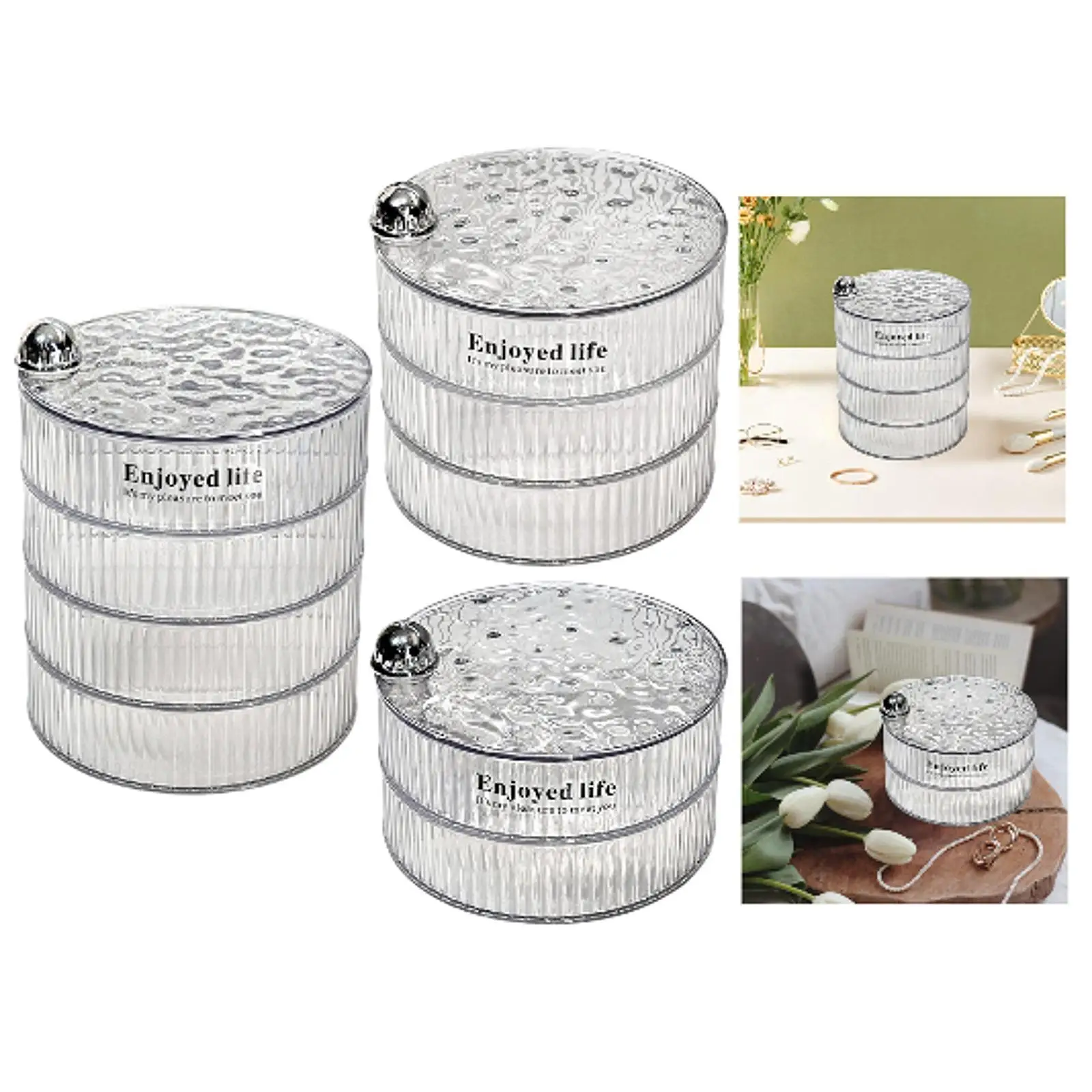 

Rotating Jewelry Box Multipurpose Elegant Large Capacity Transparent Jewelry Organizer for Rings Earrings Necklaces Home Dorm