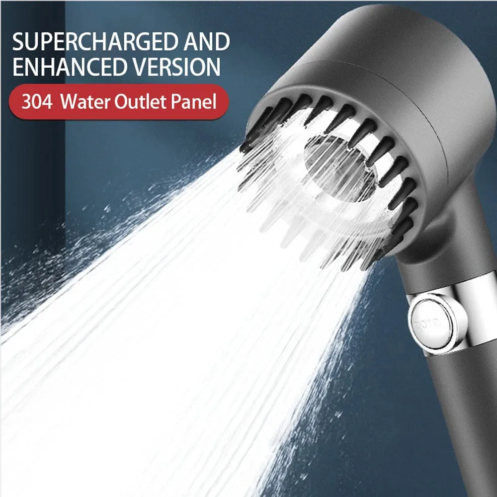 3 Modes High Pressure Shower Head Filter Rainfall Massage Spa Pressurized Shower One-Key Stop Spray Nozzle Bathroom Accessories