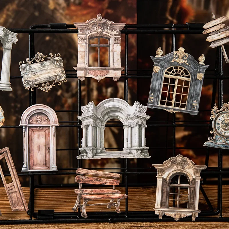 Антикварные аппликации 20, полые твердые наклейки на открытки в стиле ретро с окнами и двери. Винтажная тематическая упаковка из серии Classic Manor.