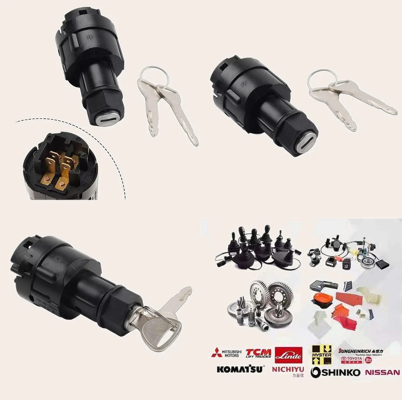Ignition Switch with 2 Keys for Toyota Forklift 7FB10-30 8FB10-30 8FD 7FD10-30 4P Lock Cylinder