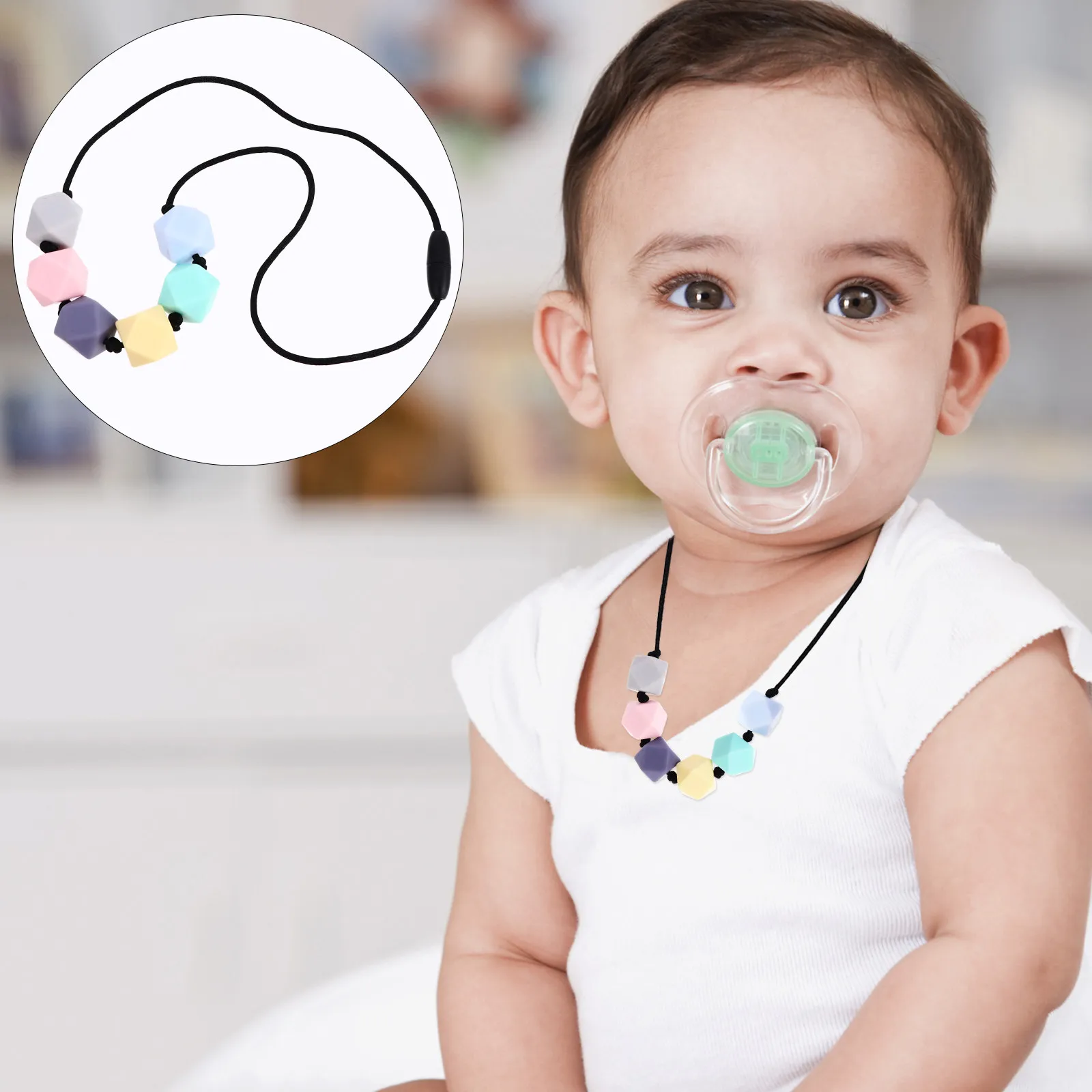 Silicone Baby Teething Necklace Safe Durable Molar Teether for Infant Toddler Teeth Growth Baby Teething Necklace