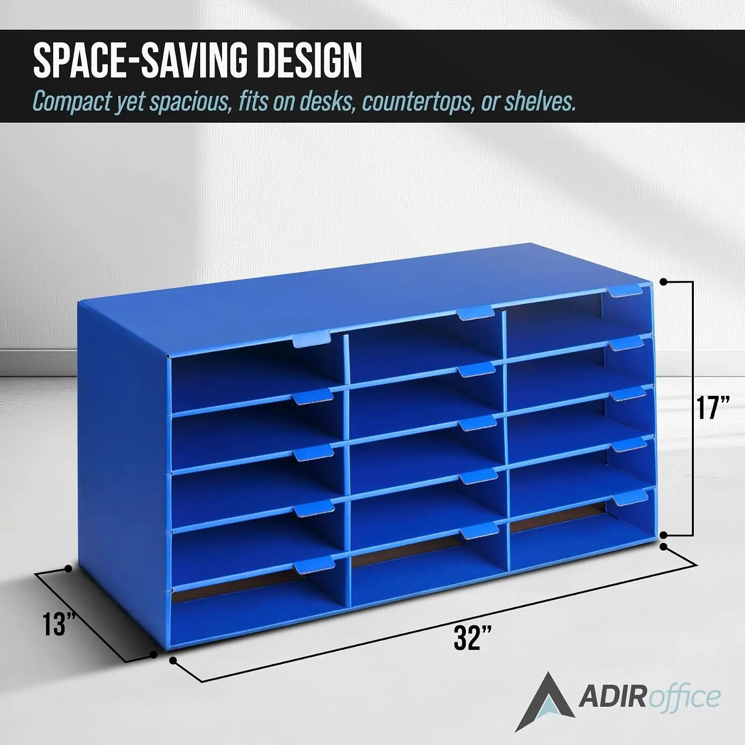 Cardboard Classroom Mailbox, and Office Mail Organizer with Name Slots, (15 Slot, Blue), Customized
