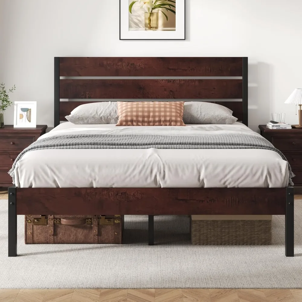 Queen Bed Frame with Headboard and Footboard, with Under Bed Storage, All-Metal Support System, No Box Spring Needed, Easy Assem