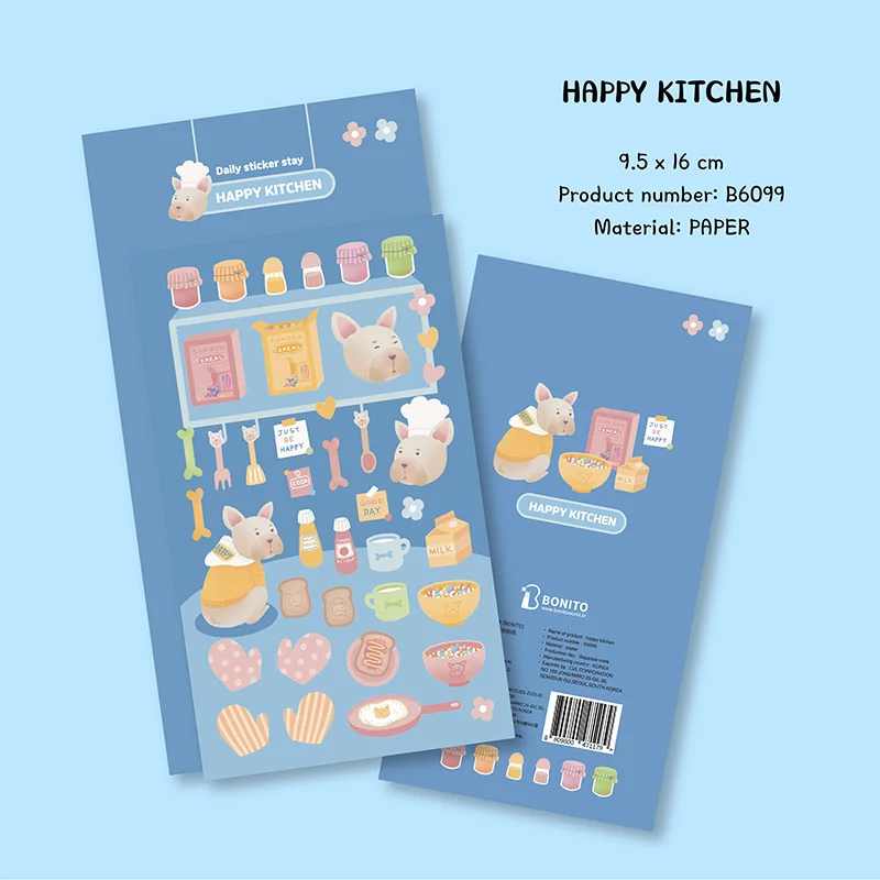 Korea Bonito Happy Kitchen Sticker Cute Bunny Junk Journal Sketch Deco Material Stickers Scrapbooking Craft Supplies stationery