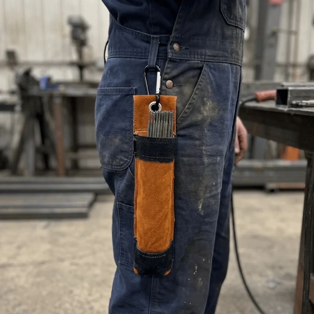 Cowhide Full Leather Welding Rod Bag Wear-resisting High Temperature Resistance Spot Welding Universal Waist Bag Strong