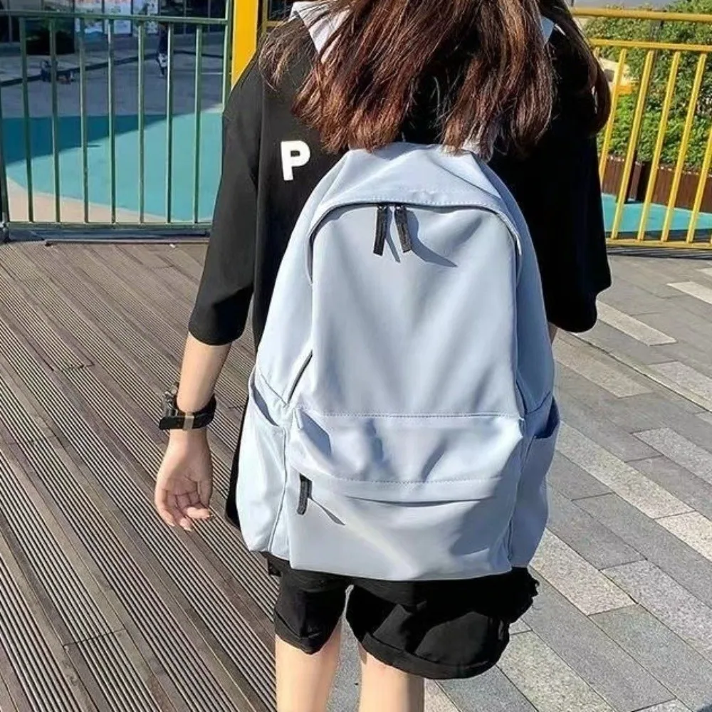 Zaino per studenti durevole di grande capacità Borsa da scuola in nylon tinta unita Cinghie regolabili casual Borsa da viaggio Lavoro Pendolarismo