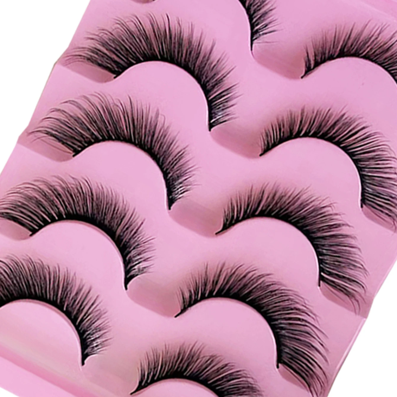 5 ペアのマンゴーアイナチュラルつけまつげ 3D ふわふわナチュラルまつげエクステンションアイメイク