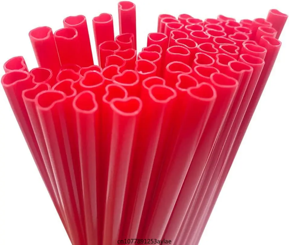 Creative Heart-shaped Pink Straws Love Straight Straw Creative Single Individually Packaged Straw Wedding Birthday Straws