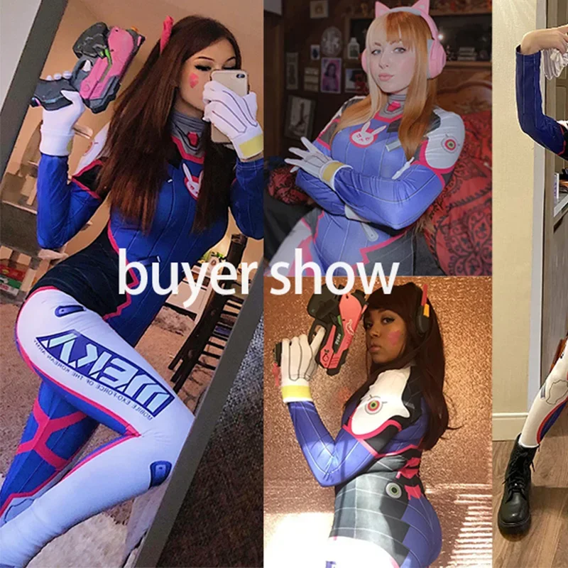 Dva Cosplay Costume Bodysuit Zenti Game Women Sexy Adult Jumpsuits Wig Gun Earphone Full Suit Halloween Party Costumes Clothing