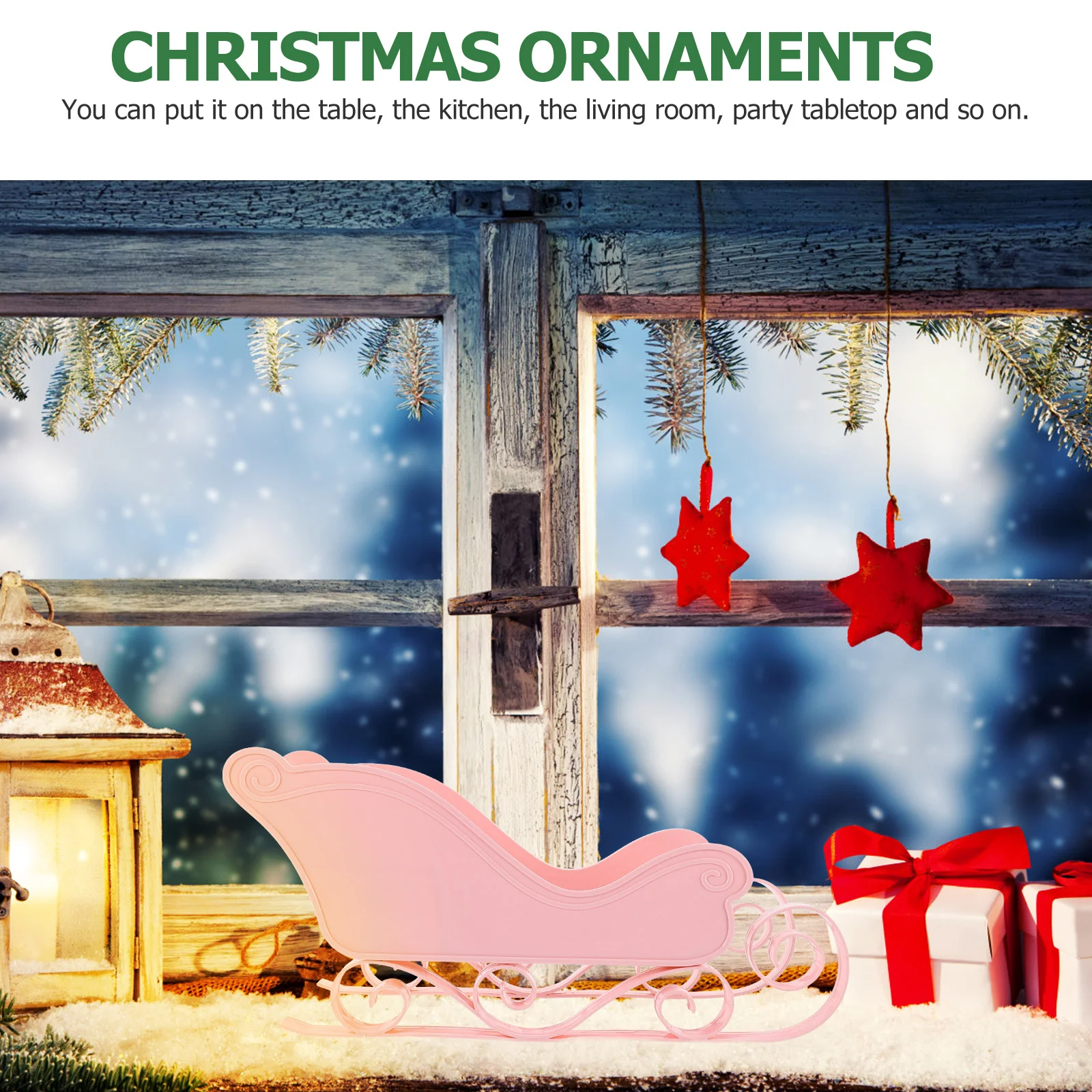 

Christmas Sleigh Ornament Sleigh Adornment Desktop Decor Festive Pleasant Atmosphere Christmas Gifts for Friends Family