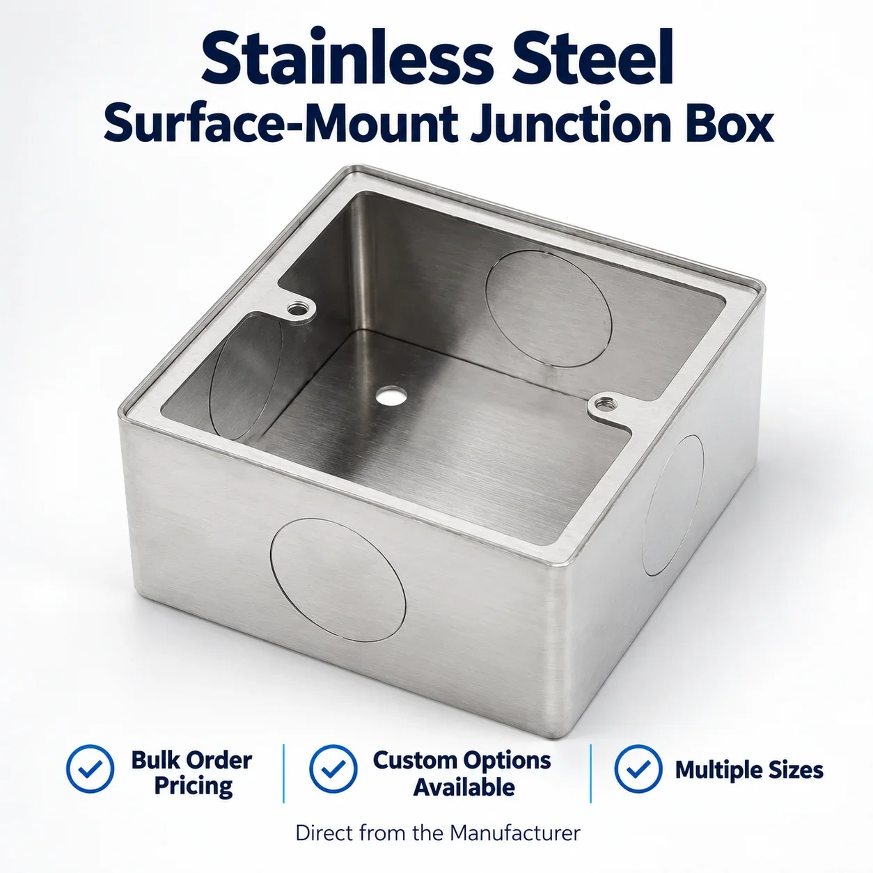 Stainless Steel 86 Surface Mounted Bottom Box Metal Wall Switch Socket Panel Base 304 Junction Box Wiring Custom Socket Panel Ba