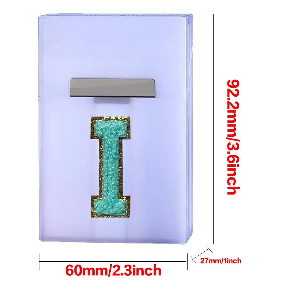 Initial Chenille Plastic Cigarette Storage Case Waterproof Cigarette Smoke Accessories Name Initials A-Z 26 Letter Green Pattern