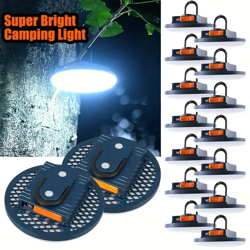 

USB перезаряжаемый мощный фонарь для кемпинга с магнитом, ручной мощный светильник, портативный фонарик, лампа для палатки, светодиодный рабочий свет