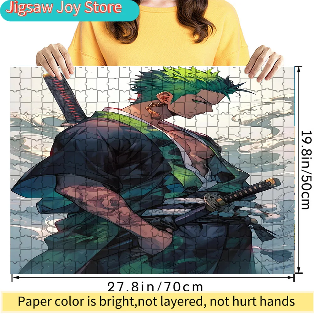 

Premium Paper Jigsaw Puzzle One Piece Roronoa Zoro Samurai Tattoo Water Scene Art High Quality Cardboard Puzzle Fun Family Leisu