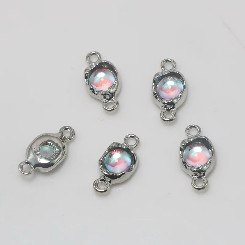 

20pcs alloy moonstone charms double hanging planet pendant Linker for DIY bracelet necklace earring jewelry Accessories making