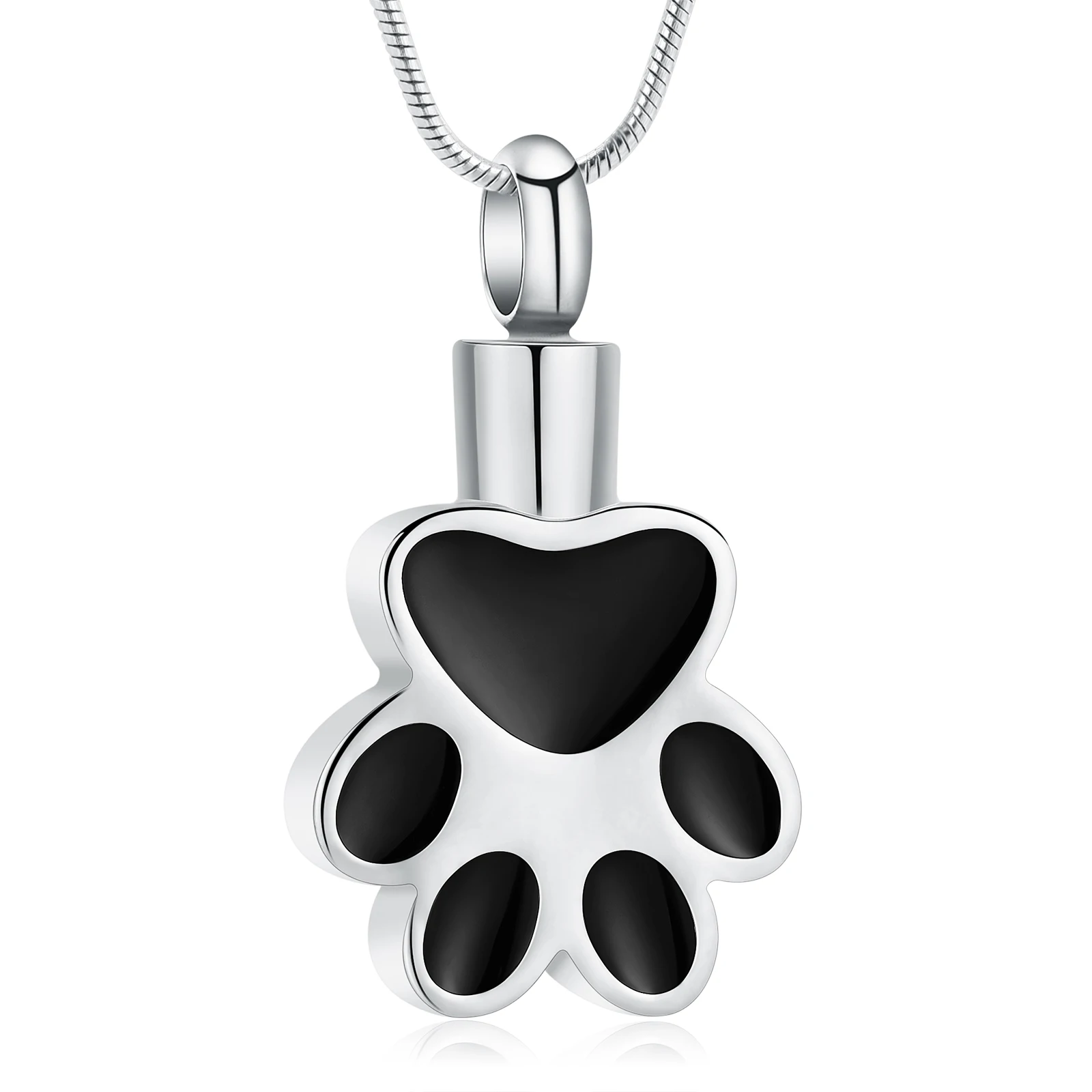 Pet Cat Dog Paw Print Urn Necklace for Ashes for Women Men Cremation Jewelry Keepsake Memorial Human Pendant