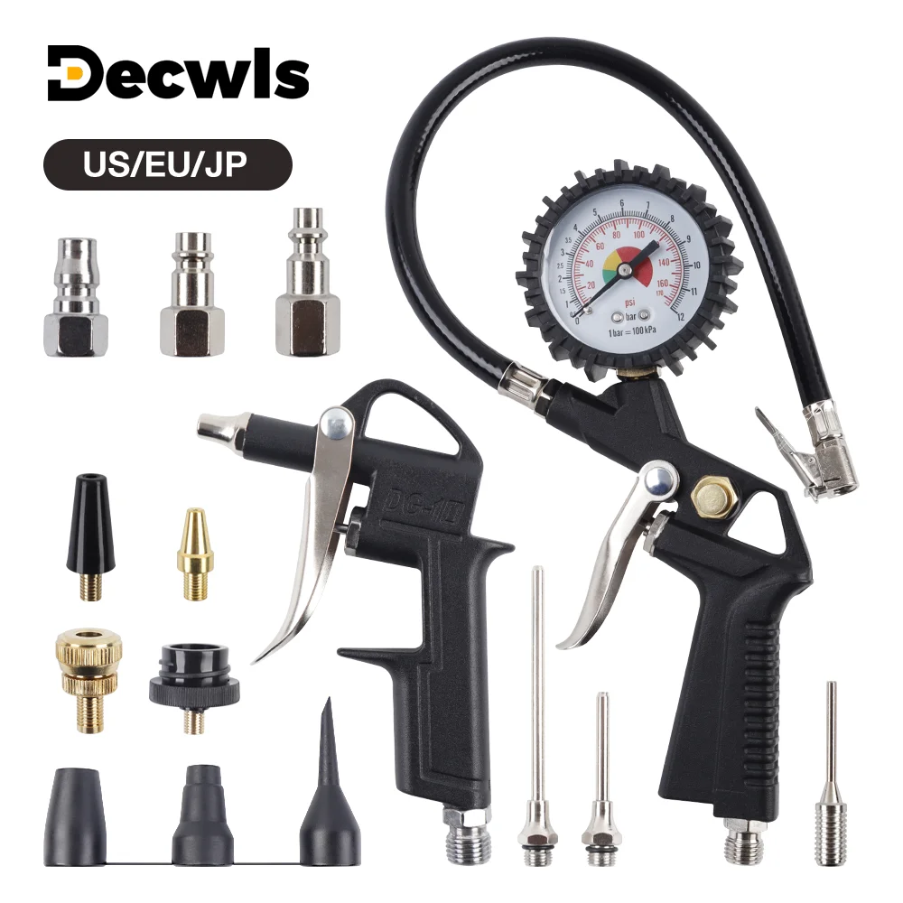 

Car Tire Pressure Gun, 0-220 PSI Pressure Gauge, Multi-Functional Air Gun, Air Tool Combination For Inflating/Measuring Pressure