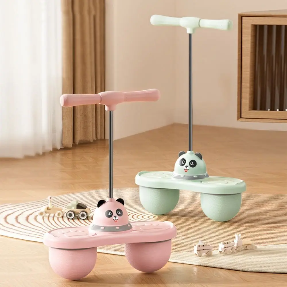 Panda dos desenhos animados saltando bola brinquedos bola dupla anti-deslizamento bola saltitante durável com alça elástica equilíbrio bola brinquedos crescer mais alto