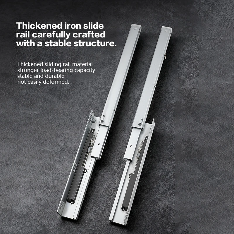 STARSHINE Drawer slide rail bottom support three-section synchronous linkage full-pull slide damping buffer drawer hidden rail