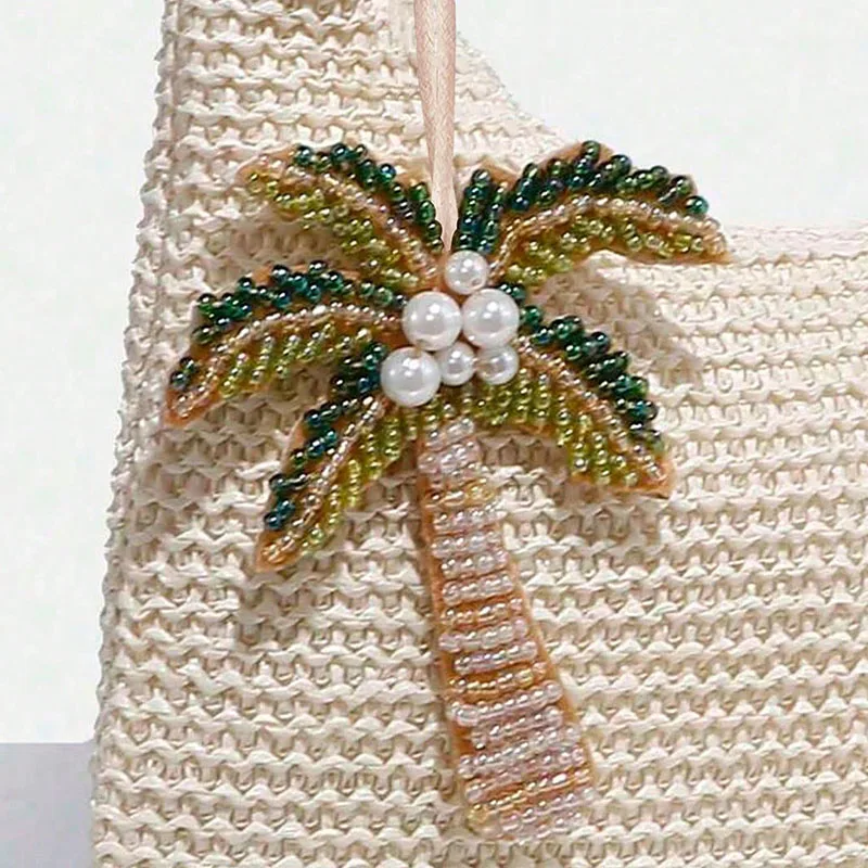 قلادة حقيبة عطلة بسيطة وأنيقة، قلادة على شكل صدفة ملونة محاكاة بالخرز، وديكور صغير رائع.